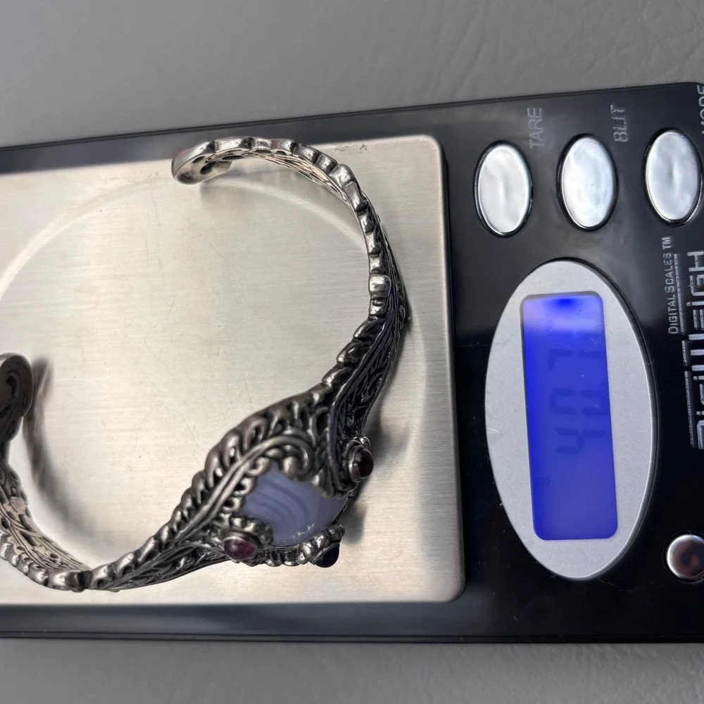 Vintage Carolyn Pollack Relios Bracelet Sterling Blue Lace Agate Amethyst